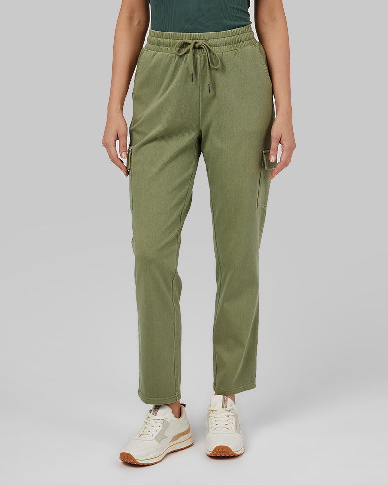 32 Degrees Oil Green _ Womens Knit Cargo Ankle Pant {model: Bruna is 5