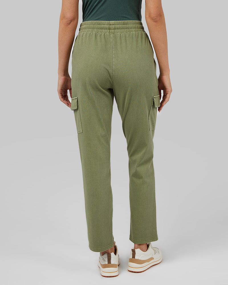 32 Degrees Oil Green _ Womens Knit Cargo Ankle Pant {model: Bruna is 5