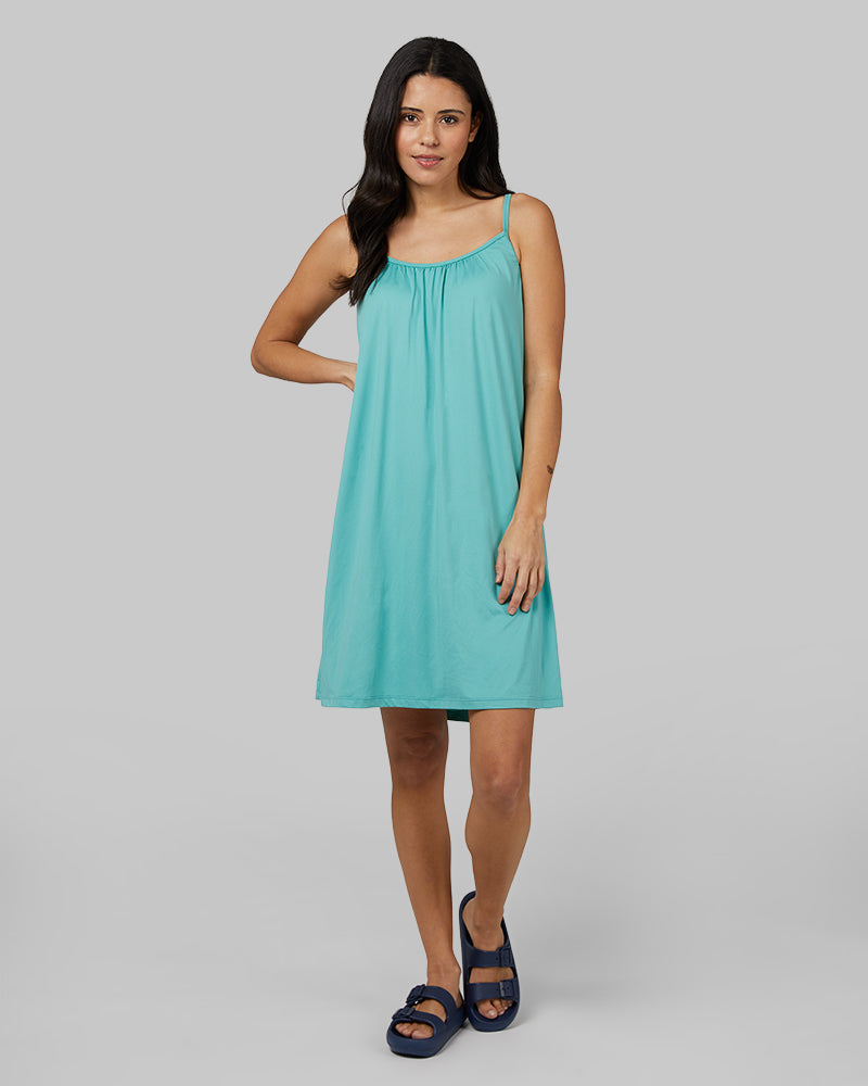 32 Degrees Canton Green _ Womens Cool Flowy Bra Dress {model: Hali is 5