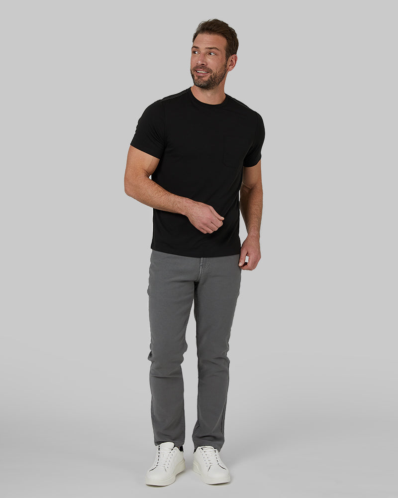32 Degrees Steel _ Mens Slim Straight 5-Pocket Stretch Twill Pant {model: Cedric is 6'1.5", wearing size 32}{bottom}{right} {bottom}{right}