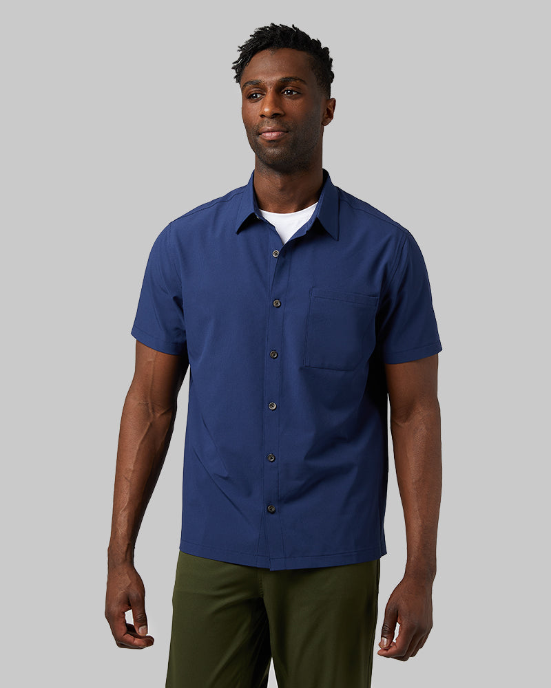 mens short sleeve button down stretch