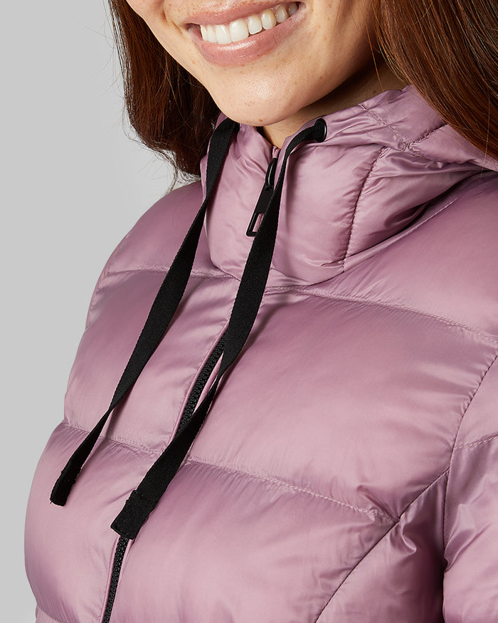 32 Degrees Dusky Orchid _ Women's Poly-Fill 3/4 Coat {model: Izzy is 5'9"and size 4 wearing size S}{bottom}{right} {bottom}{right}