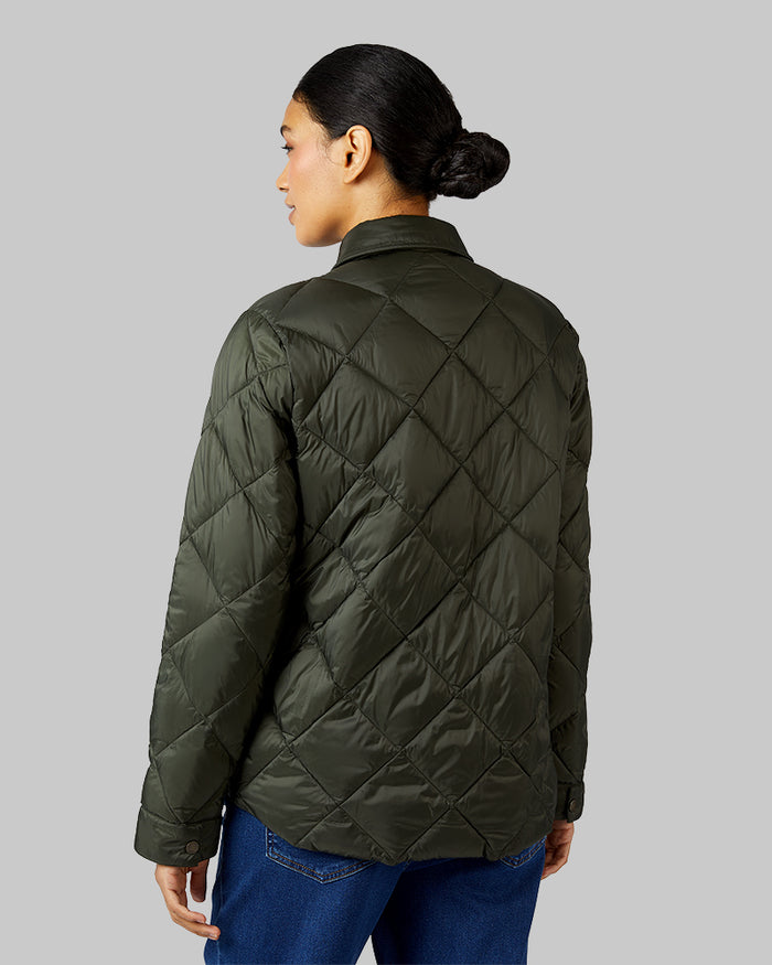 32 Degrees Climbing Ivy _ Women's Lightweight Poly-Fill shirt Jacket {model: Lisa-Marie is 5'9"and size 2-4 wearing size S}{bottom}{right} {bottom}{right}