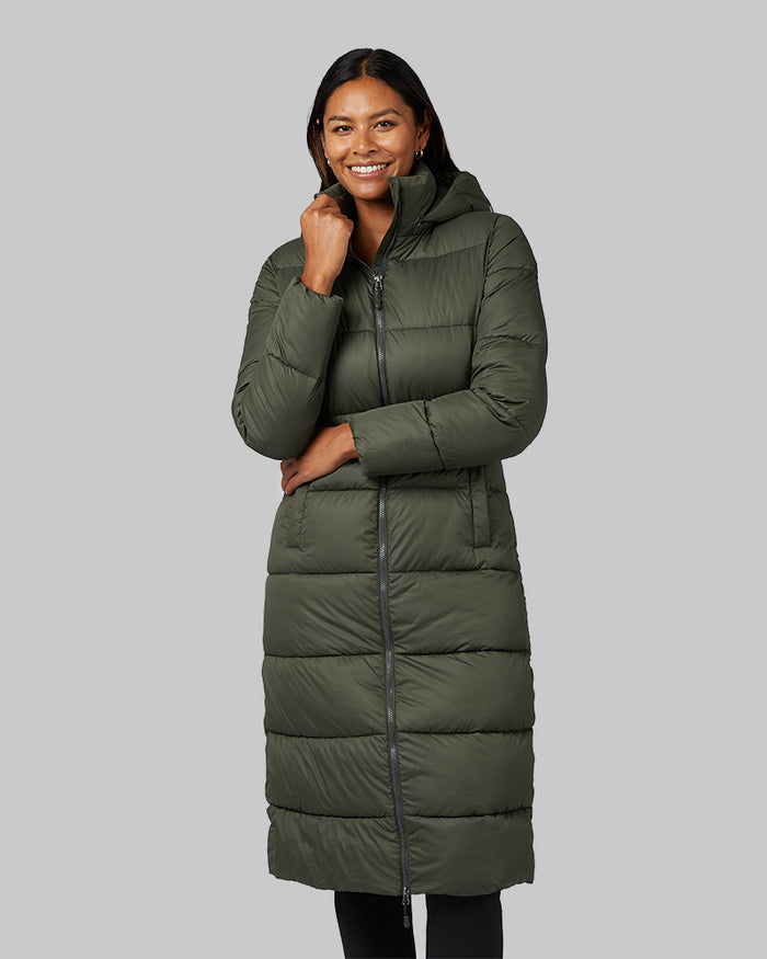 32 Degrees Climbing Ivy _ Women's shield Tech Maxi Coat {model: Victoria is 5'10"and size 4-6 wearing size S}{bottom}{right} {bottom}{right}