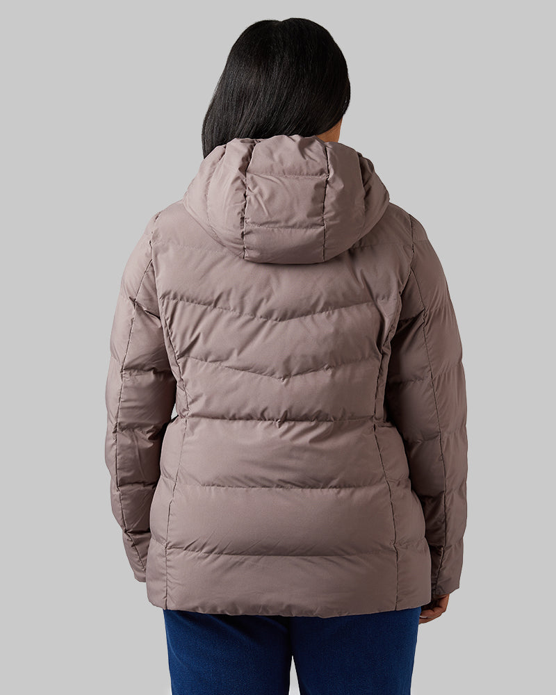 32 Degrees Iron Cocoa _ Womens Midweight Puffer Tech Jacket {model: Jeharna is 5