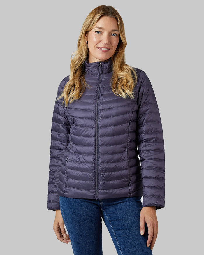 32 Degrees Graystone _ Women's Ultra-Light Down Packable Jacket {model: Hollie is 5'10"and size 4 wearing size S}{bottom}{right} {bottom}{right}
