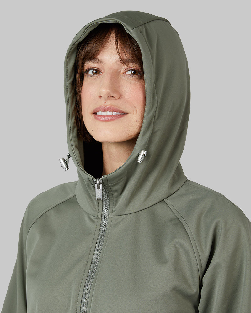 32 Degrees Mulled Basil _ Women’s Hooded softshell Jacket {model: Kathie is 5