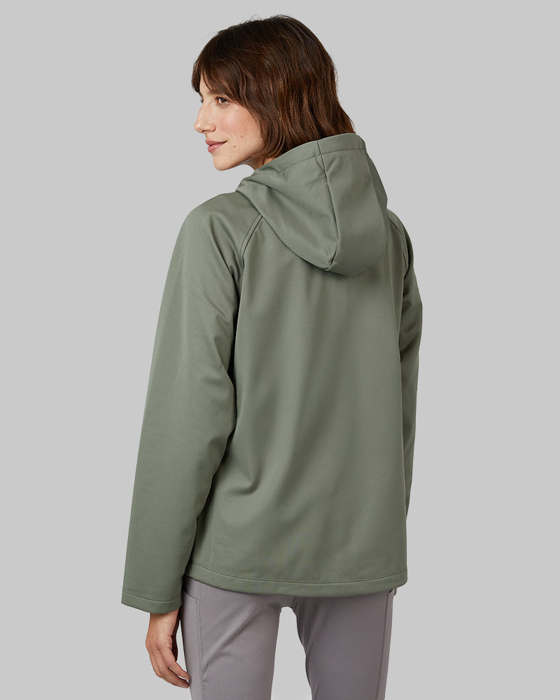 32 Degrees Mulled Basil _ Women’s Hooded softshell Jacket {model: Kathie is 5