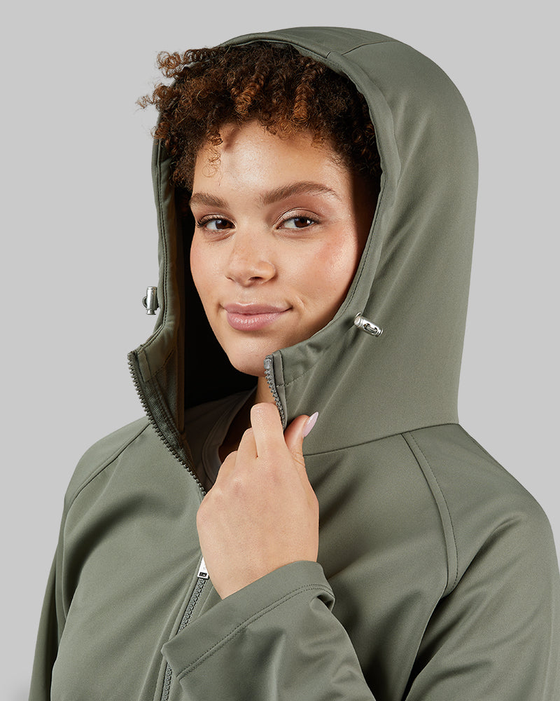 32 Degrees Mulled Basil _ Women’s Hooded softshell Jacket {model: Shani is 5