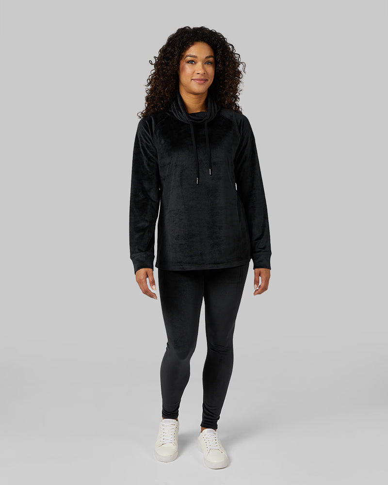 WOMEN'S SOFT VELOUR FUNNEL NECK TOP