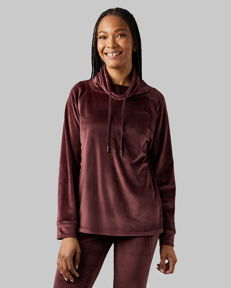 WOMEN'S SOFT VELOUR FUNNEL NECK TOP