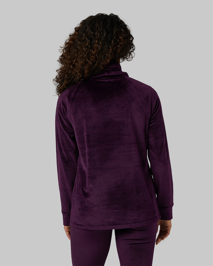 32 Degrees Irises _ Women's soft Velour Funnel Neck Top {model: Alexis is 5'6"and size 4-6 wearing size S}{bottom}{right} {bottom}{right}
