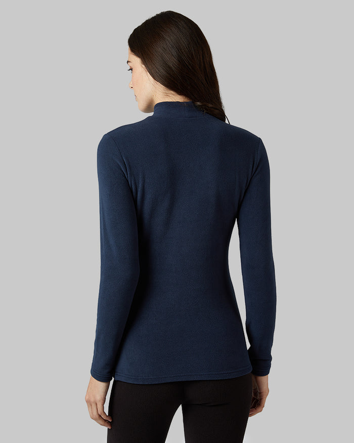 32 Degrees Stormy Night _ Women's Heavyweight Fleece Baselayer Mock Top {model: Katie is 5'10"and size 4 wearing size S}{bottom}{right} {bottom}{right}