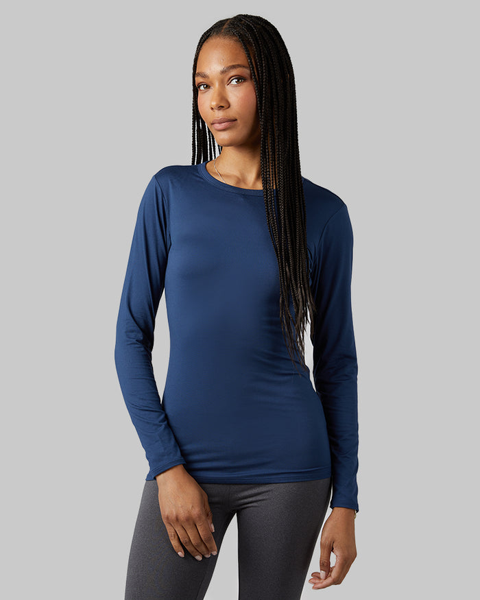 32 Degrees Sargasso Sea _ Women's Lightweight Baselayer Crew Top {model: Dido is 5'9"and size 4 wearing size S}{bottom}{right} {bottom}{right}