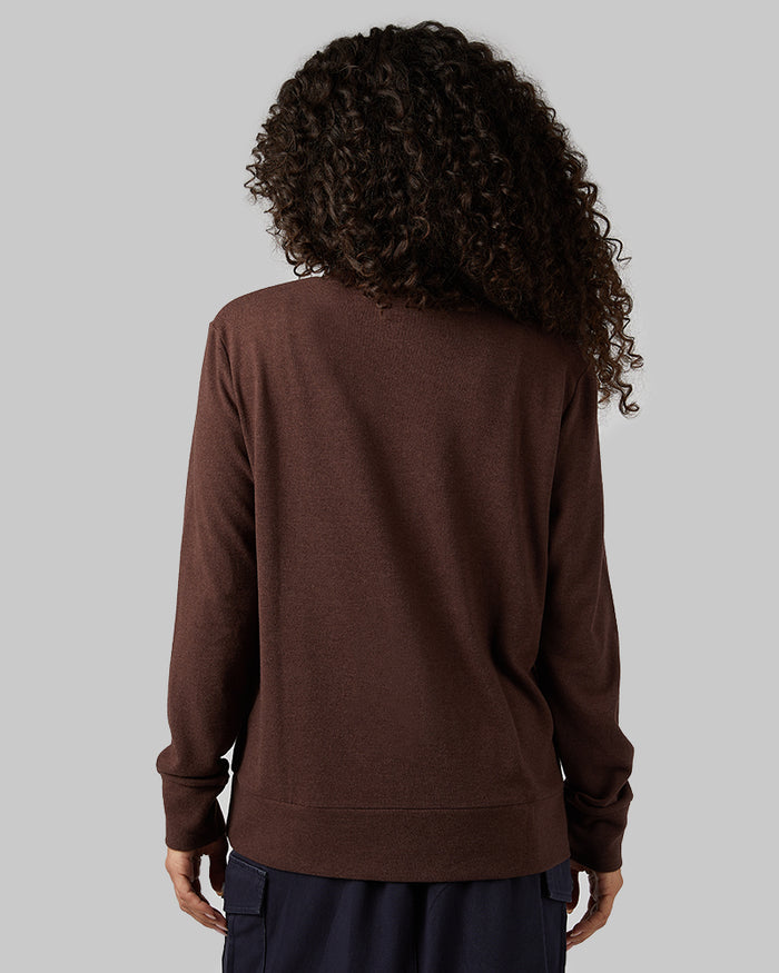 32 Degrees Brown Heather _ Women's soft sweater Knit Cardigan {model: Gabrielle is 5'8"and size 4 wearing size S}{bottom}{right} {bottom}{right}
