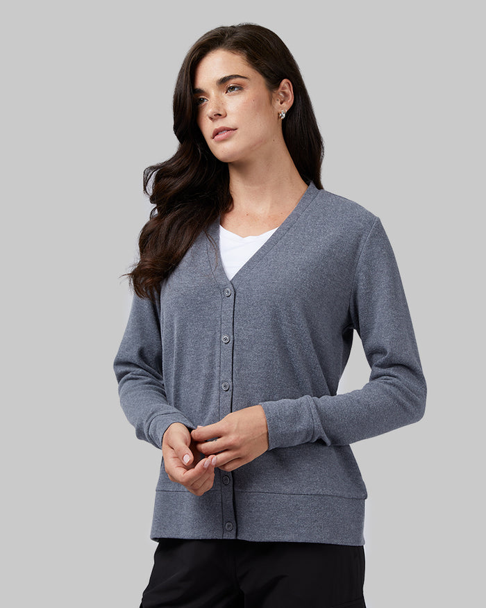 32 Degrees Charcoal Heather _ Women's soft sweater Knit Cardigan {model: Katie is 5'10"and size 4 wearing size S}{bottom}{right} {bottom}{right}