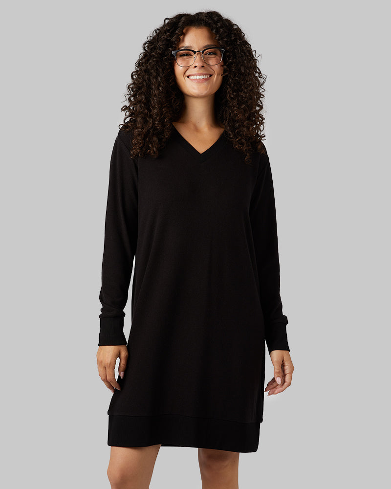 WOMEN'S SOFT SWEATER KNIT VNECK DRESS