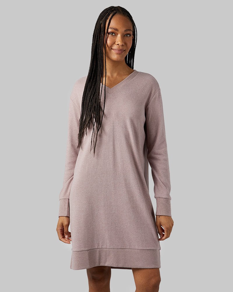 WOMEN'S SOFT SWEATER KNIT VNECK DRESS