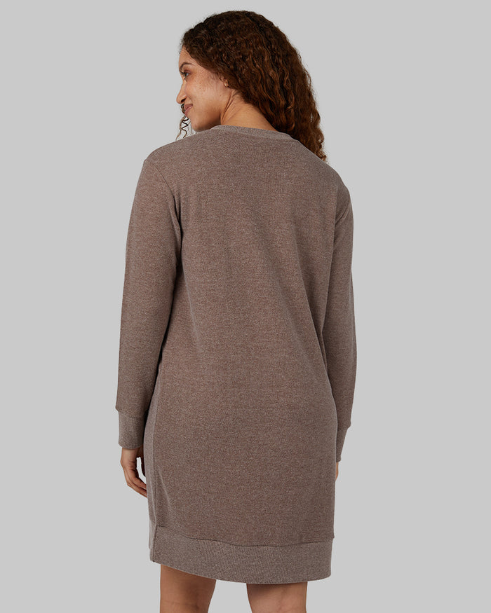 32 Degrees Sienna Heather _ Women's soft sweater Knit Vneck Dress {model: Renee is 5'9"and size 4 wearing size S}{bottom}{right} {bottom}{right}