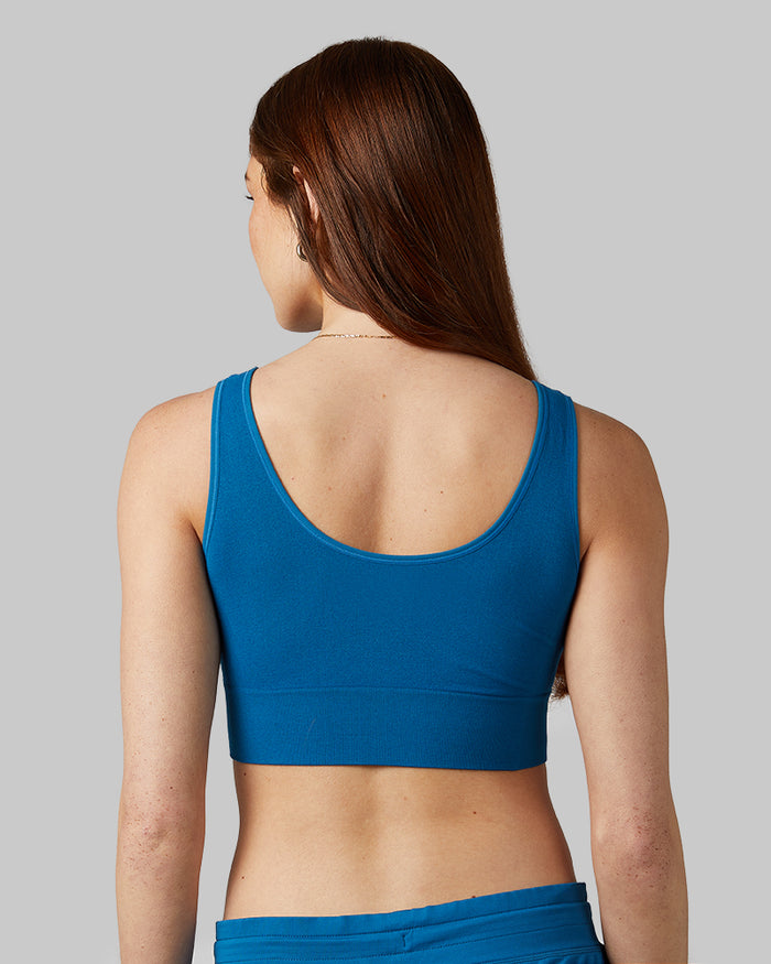 32 Degrees Blue Sapphire _ Women's scoop Longline Comfort Bra {model: Izzy is 5'9"and size 4 wearing size S}{bottom}{right} {bottom}{right}