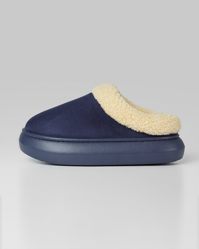 WOMEN'S SHERPA-LINED FAUX SUEDE SLIPPERS