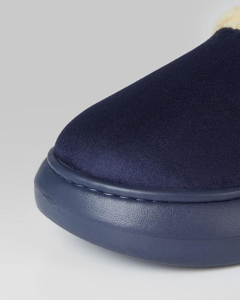 WOMEN'S SHERPA-LINED FAUX SUEDE SLIPPERS