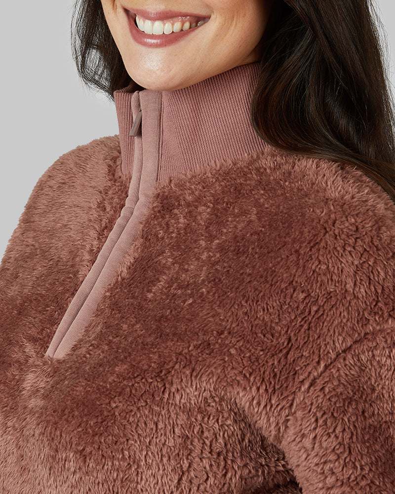 WOMEN'S FLUFFY SHERPA 1/4 ZIP TOP