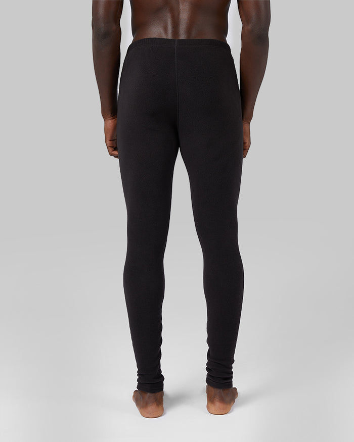 32 Degrees Black _ Men's Heavyweight Fleece Baselayer Legging {model: Darius is 6'1", wearing size M}{bottom}{right} {bottom}{right}