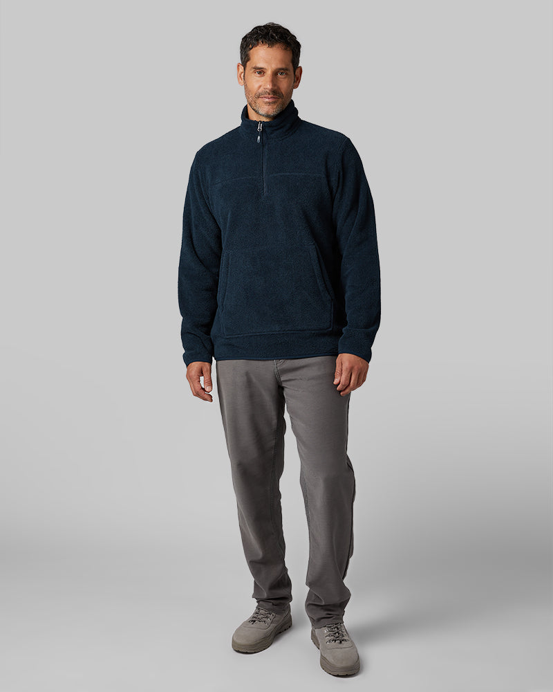 Men's 1/4 Zip Fleece Hoodie Pullover With Kangaroo Pocket - Regular Fit In Multiple Colors
