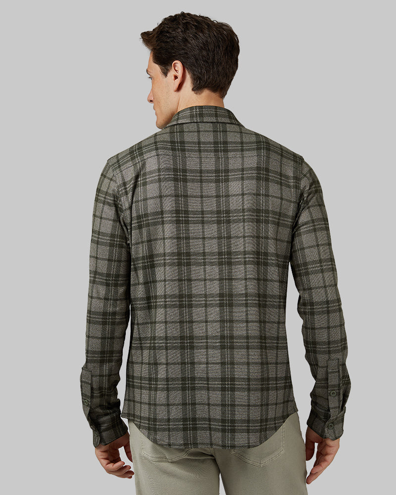 MEN'S SOFT STRETCH KNIT LONG SLEEVE BUTTON-UP