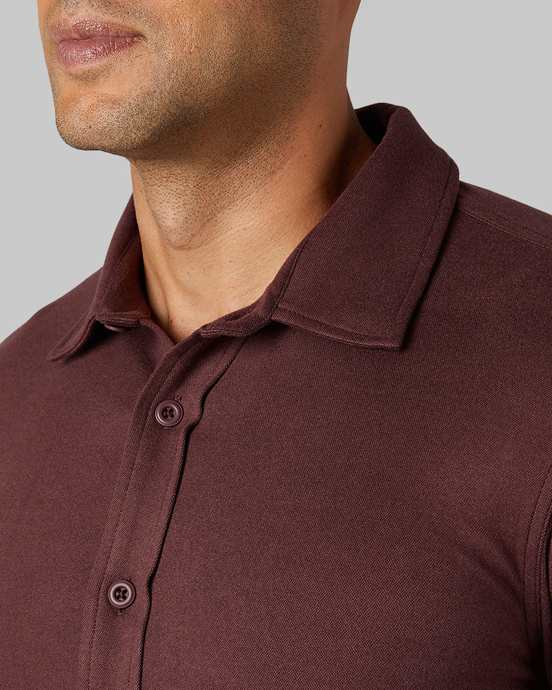 MEN'S SOFT STRETCH KNIT LONG SLEEVE BUTTON-UP