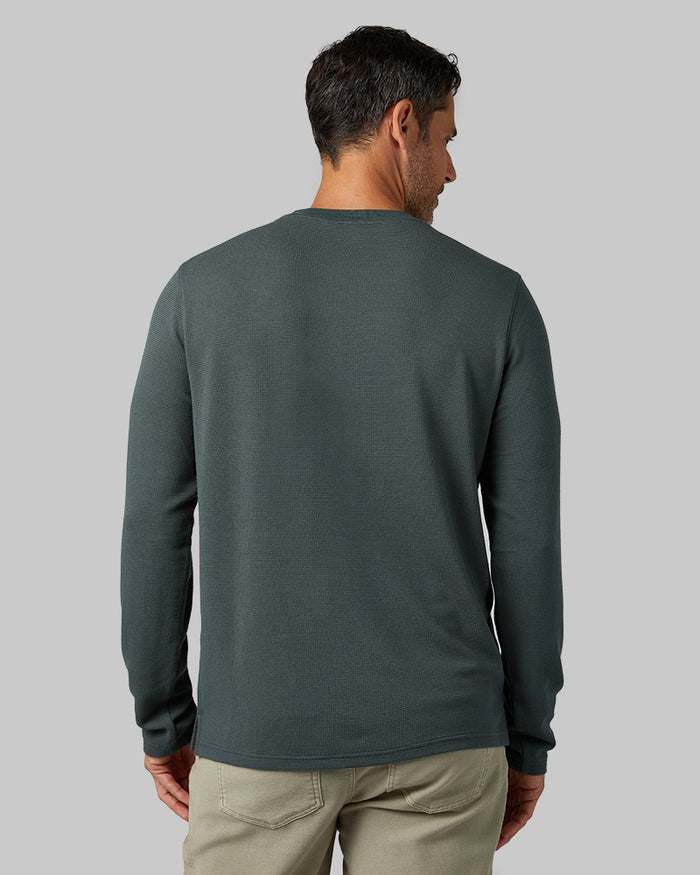 32 Degrees Urban Chic _ Men's Everyday Comfort Long sleeve Henley {model: Eduardo is 6'1", wearing size M}{bottom}{right} {bottom}{right}