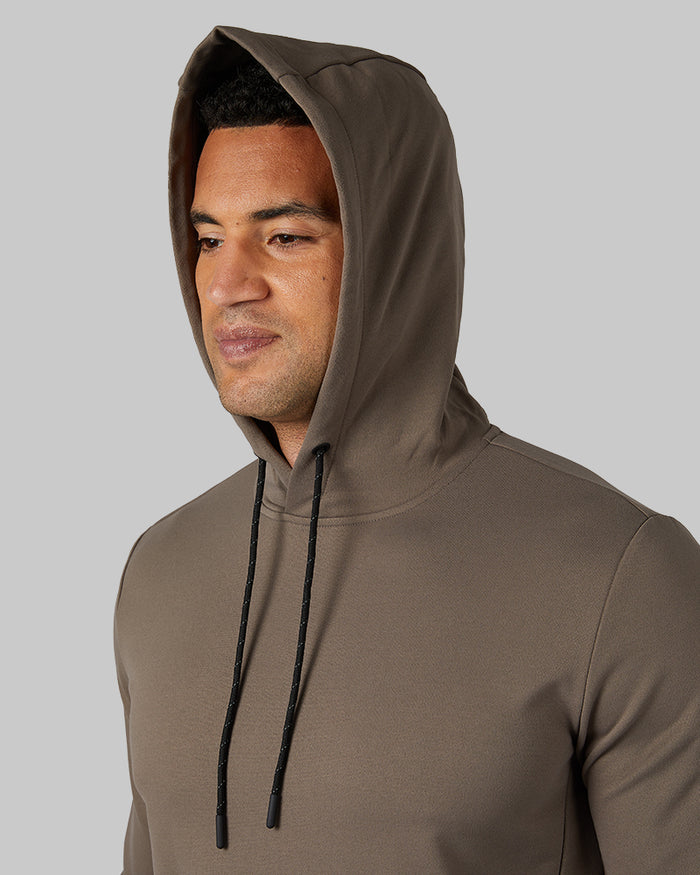 32 Degrees Morel _ Men's soft stretch Terry Pullover Hoodie {model: Devin is 6'2", wearing size M}{bottom}{right} {bottom}{right}