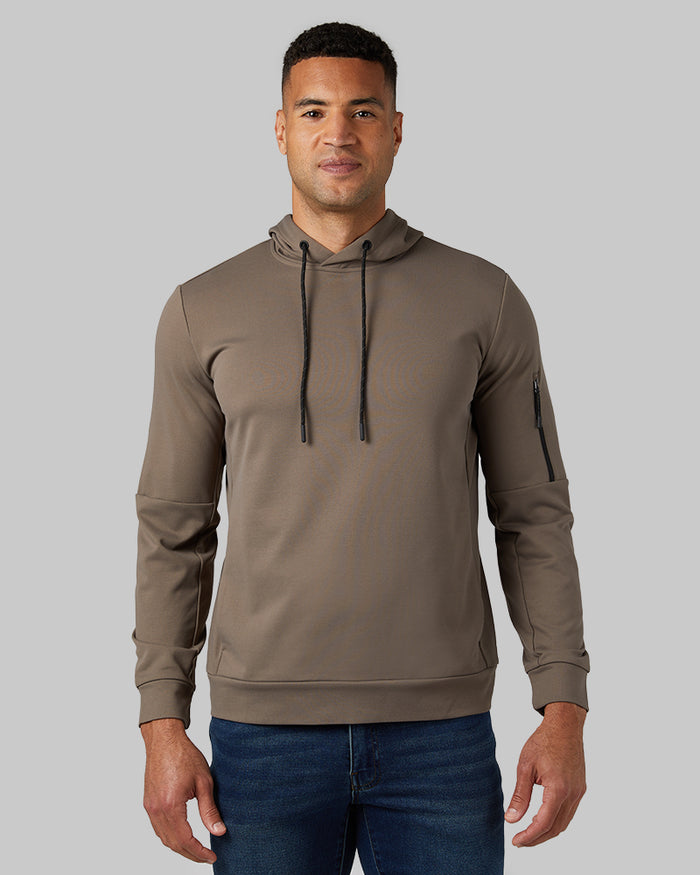 32 Degrees Morel _ Men's soft stretch Terry Pullover Hoodie {model: Devin is 6'2", wearing size M}{bottom}{right} {bottom}{right}