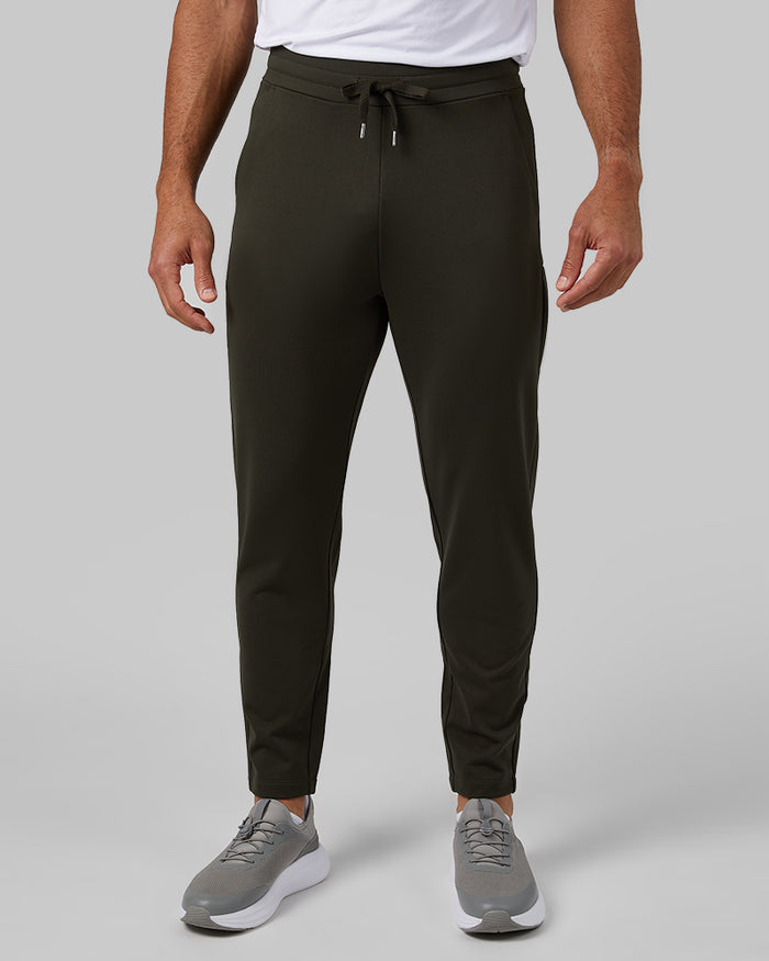 32 Degrees Army Green _ Men's soft stretch Terry Jogger {model: Devin is 6'2", wearing size M}{bottom}{right} {bottom}{right}