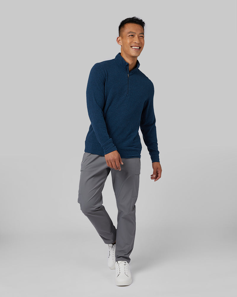 Men's Sweater Knit Quarter Zip Pullover Top