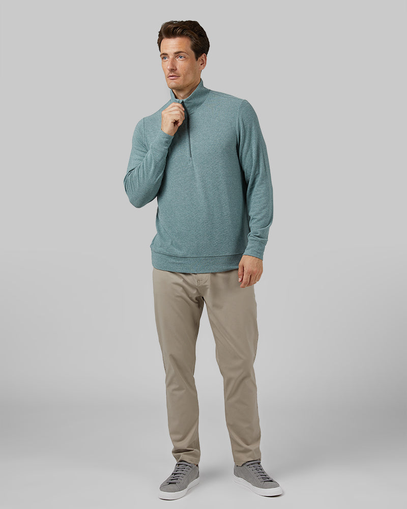 Men's Sweater Knit Quarter Zip Pullover Top