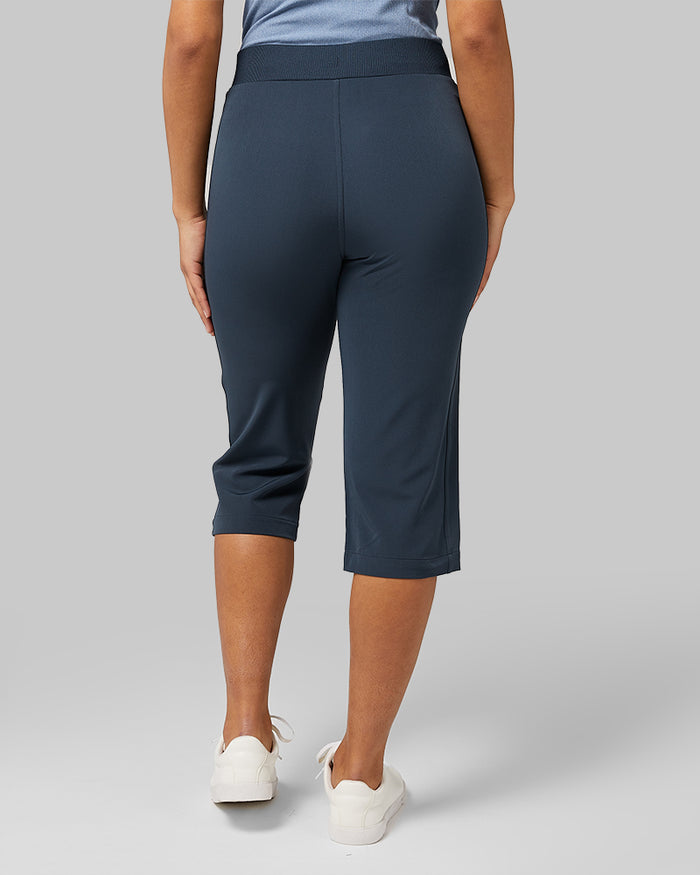 32 Degrees Collegiate Blue _ Women's stretch Woven Capri {model: Diamonde is 5'7"and size 6, wearing size S}{bottom}{right} {bottom}{right}