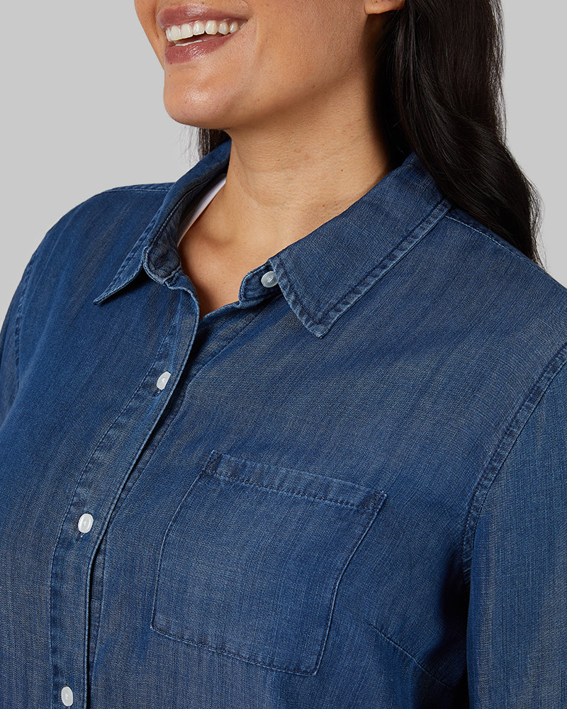 WOMEN'S CHAMBRAY LONG SLEEVE BUTTON-UP