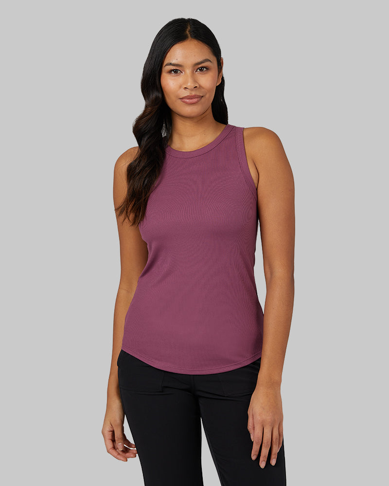 WOMEN'S SOFT RIB HIGH NECK TANK