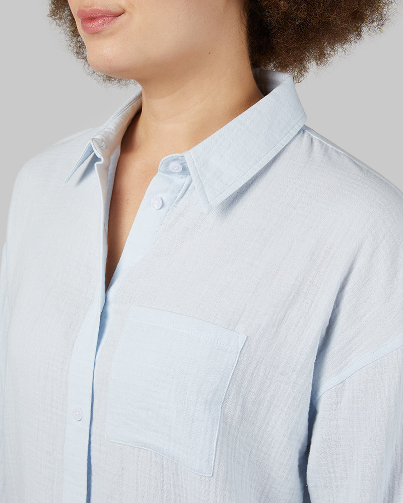 WOMEN'S SOFT GAUZE OVERSIZED LONG SLEEVE BUTTON-UP