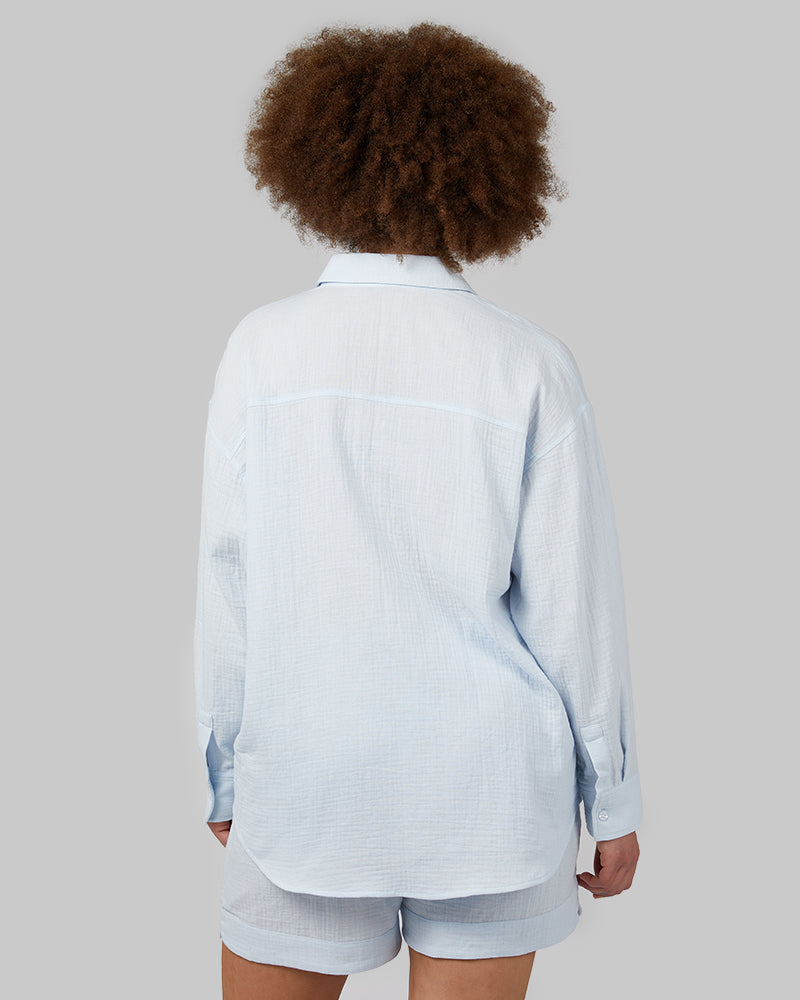 WOMEN'S SOFT GAUZE OVERSIZED LONG SLEEVE BUTTON-UP