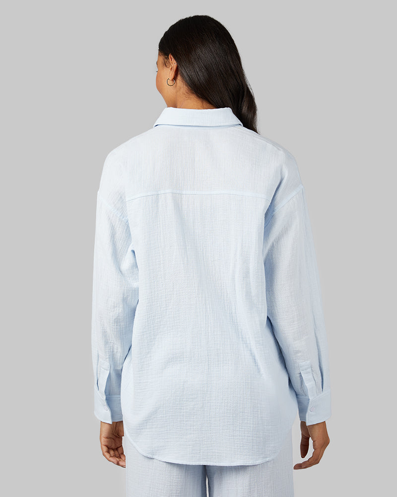 WOMEN'S SOFT GAUZE OVERSIZED LONG SLEEVE BUTTON-UP