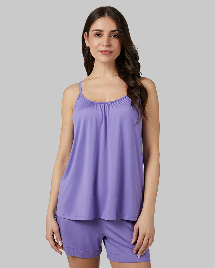 32 Degrees Aster Purple _ Women's Cool Flowy Bra Cami {model: Bruna is 5'8"and size 4 wearing size S}{bottom}{right} {bottom}{right}