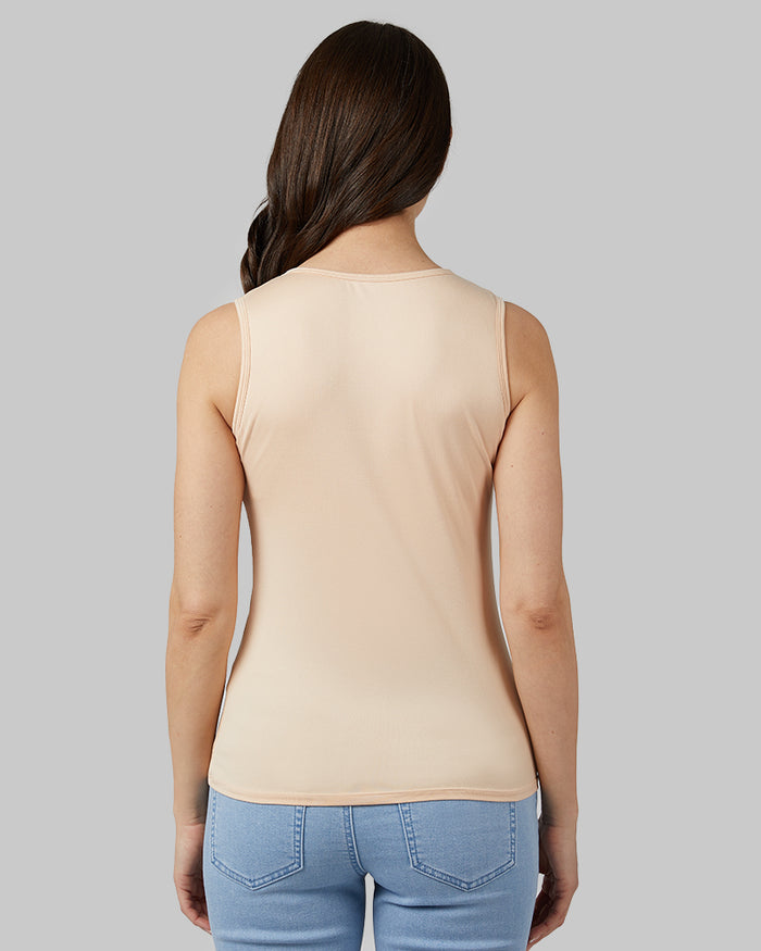 32 Degrees Tan _ Women's Cool Fitted Bra Tank {model: Bruna is 5'8"and size 4 wearing size S}{bottom}{right} {bottom}{right}