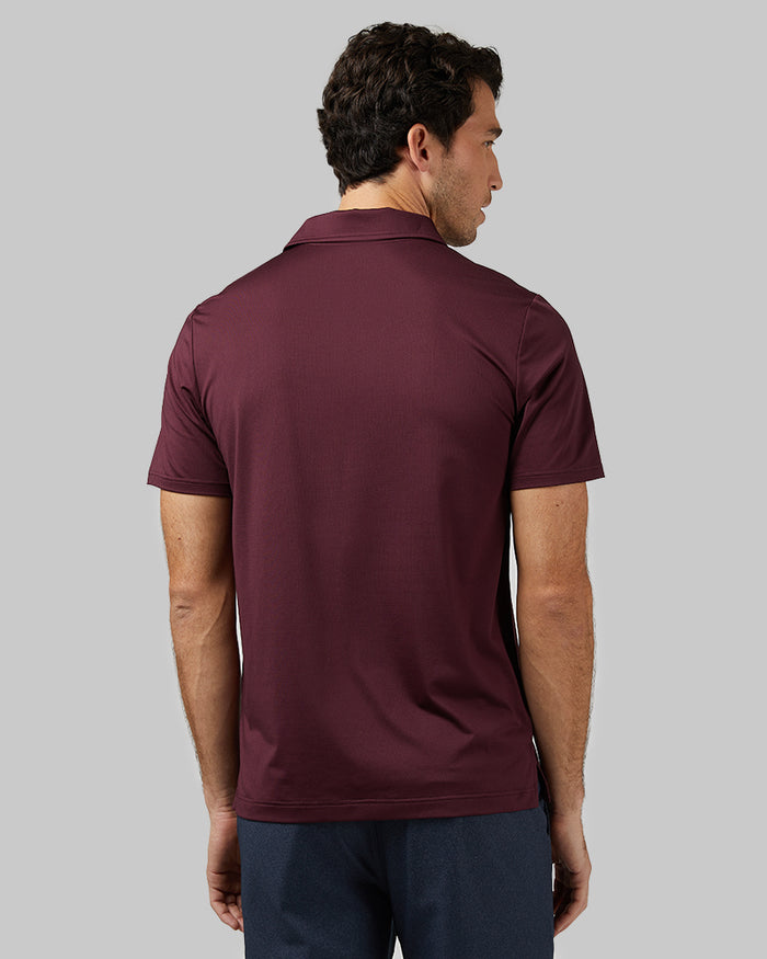 32 Degrees Oxblood _ Men's Active Performance Polo {model: Fran is 6'2", wearing size M}{bottom}{right} {bottom}{right}
