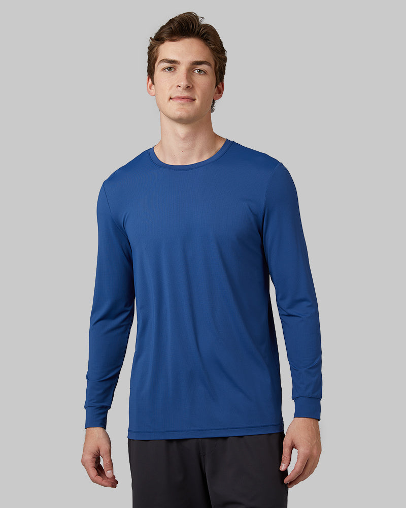 トップス TION slim fit L/S tee (NVY) Men's Air Mesh Long Sleeve T-Shirt