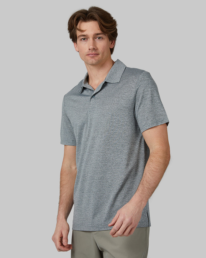 32 Degrees Everpine Space Dye  _ Men's Ultra-sonic Polo {model: Michael is 6'0", wearing size M}{bottom}{right} {bottom}{right}
