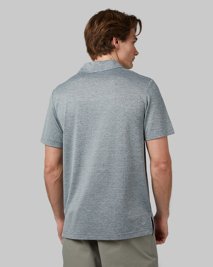 32 Degrees Everpine Space Dye  _ Men's Ultra-sonic Polo {model: Michael is 6'0", wearing size M}{bottom}{right} {bottom}{right}
