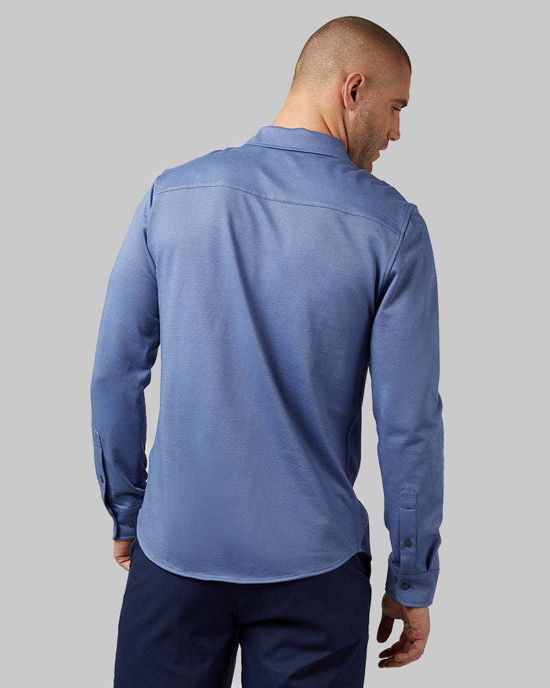 MEN'S CASUAL KNIT LONG SLEEVE BUTTON-UP